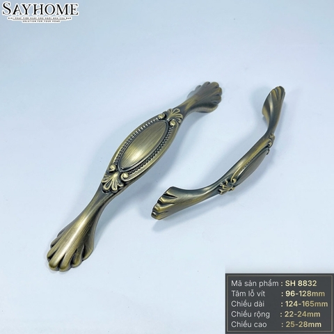 Tay nắm tủ tân cổ điển vintage màu vàng đồng SH8832