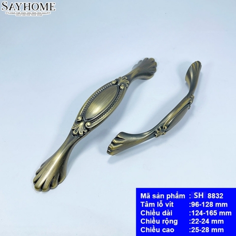 Tay nắm tủ tân cổ điển vintage màu vàng đồng SH8832