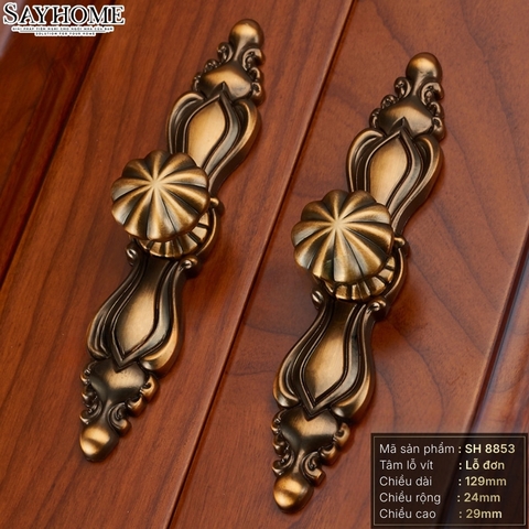 Tay nắm tủ tân cổ điển vintange màu đồng SH8853