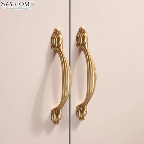 Tay nắm tủ tân cổ điển vintage màu vàng SH8855