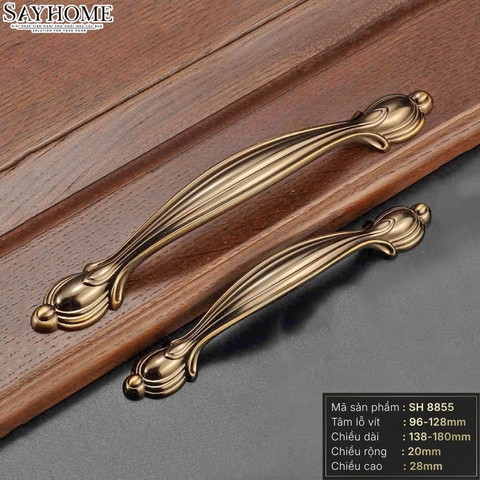 Tay nắm tủ tân cổ điển vintage màu đồng SH8855