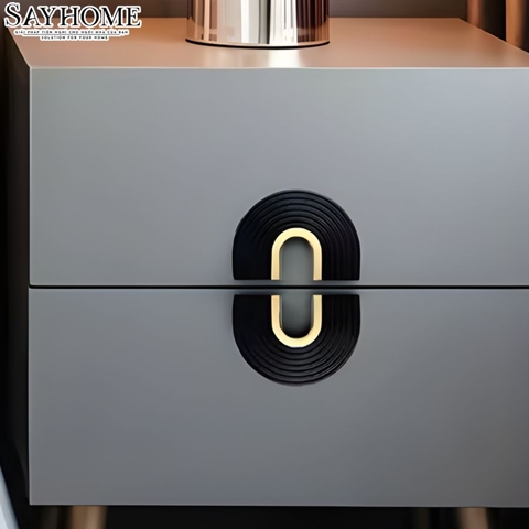 Tay nắm tủ hiện đại bán nguyệt màu đen vàng gold SH8977