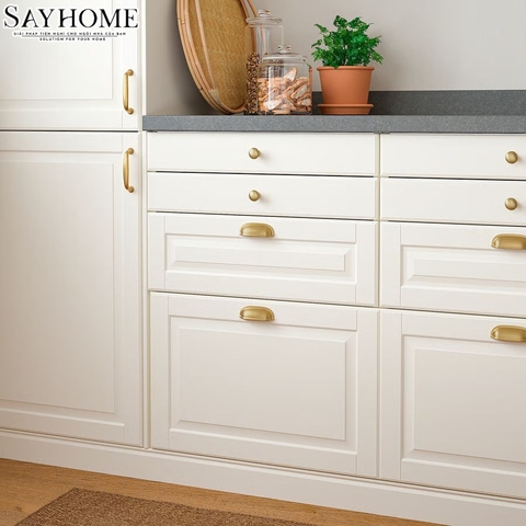 Tay nắm tủ hiện đại bán nguyệt màu vàng gold SH5585