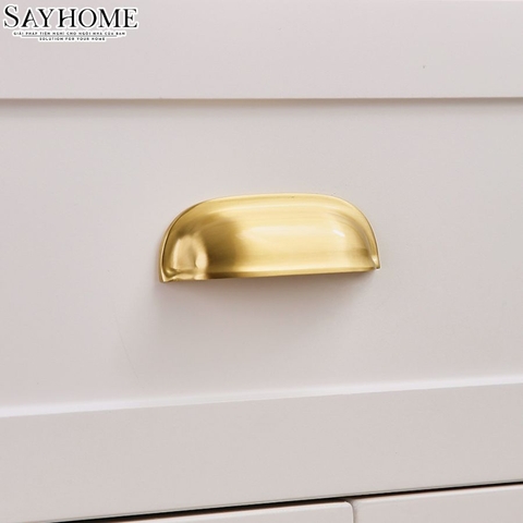 Tay nắm tủ hiện đại bán nguyệt màu vàng gold SH5585