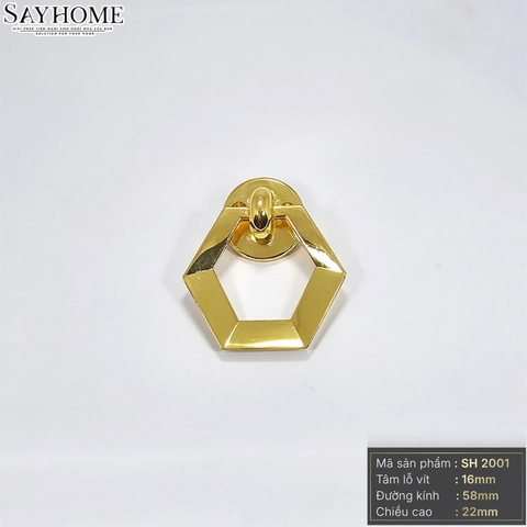 Tay nắm tủ hiện đại dạng khoen màu vàng gold SH2001