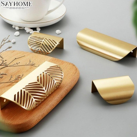 Tay nắm tủ hiện đại màu vàng đồng SH2211