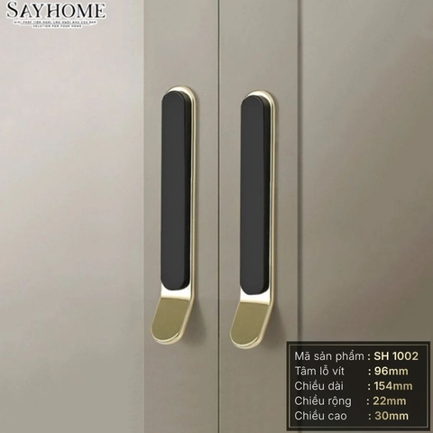 Tay nắm tủ hiện đại màu đen vàng SH1002