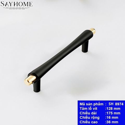 Tay nắm tủ hiện đại màu đen vàng SH8974