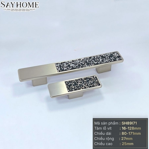 Tay nắm tủ hiện đại màu inox khảm đá SH89I71 tại thành phố Hồ Chí Minh