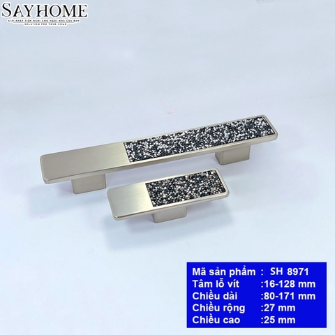 Tay nắm tủ hiện đại màu inox khảm đá SH8971