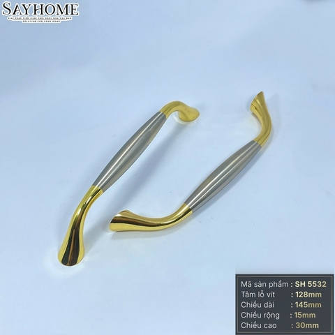 Tay nắm tủ hiện đại màu vàng 18k mặt inox SH5532