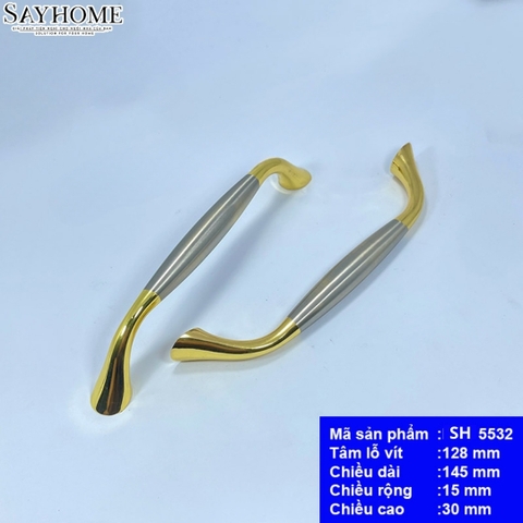 Tay nắm tủ hiện đại màu vàng 18k mặt inox SH5532