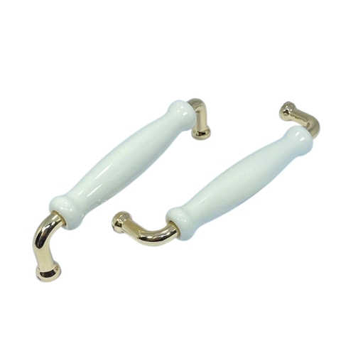 Tay nắm tủ hiện đại màu vàng gold mặt sứ trắng SH5537