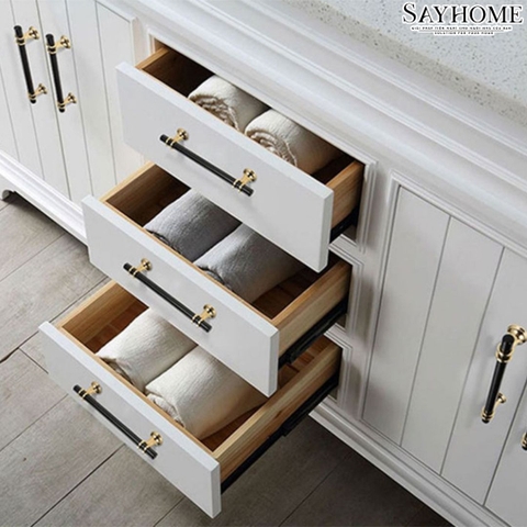 Tay nắm đũa hiện đại màu đen vàng SH5526