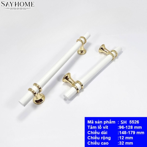 Tay nắm đũa hiện đại màu trắng vàng SH5526