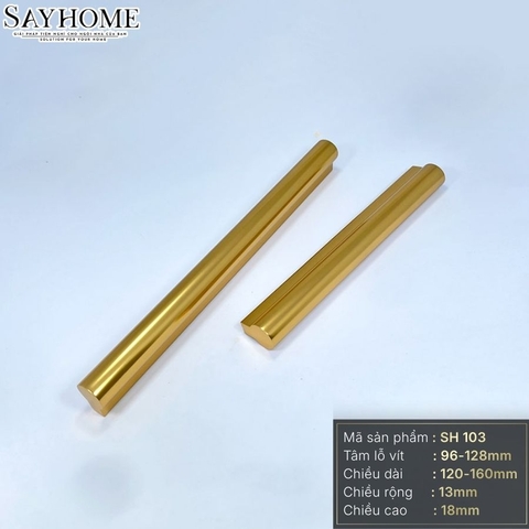 Tay nắm tủ hiện đại thanh tròn màu vàng gold SH103