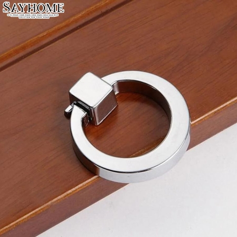 Tay nắm tủ khoen tròn hiện đại màu vàng và inox SH5163