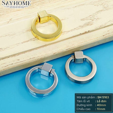 Tay nắm tủ khoen tròn hiện đại màu vàng và inox SH5163