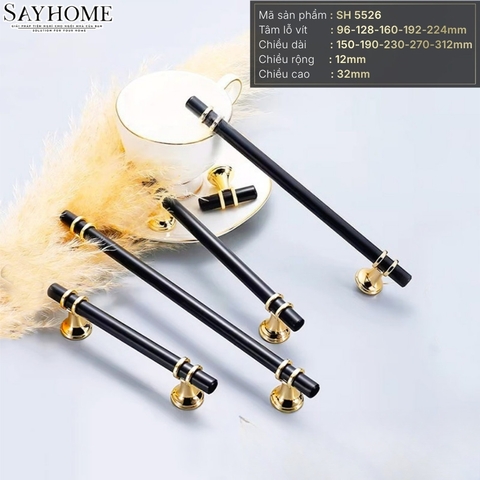 Tay nắm đũa hiện đại màu đen vàng SH5526