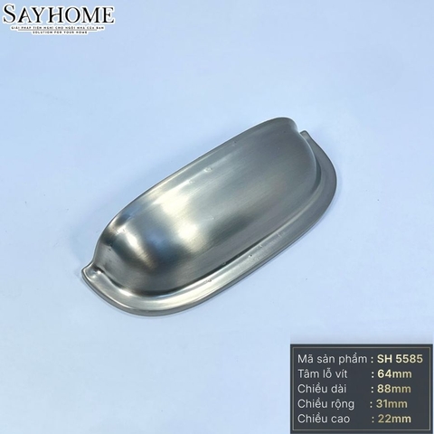 Tay nắm tủ hiện đại bán nguyệt màu bạc SH5585