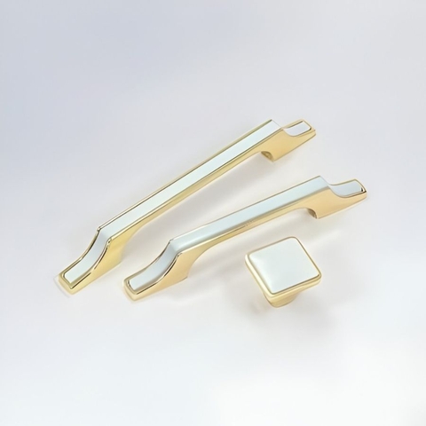 Tay nắm tủ hiện đại màu trắng vàng gold SH5632