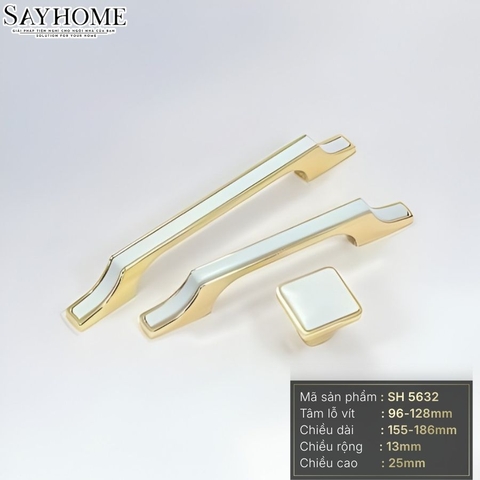 Tay nắm tủ hiện đại màu trắng vàng gold SH5632