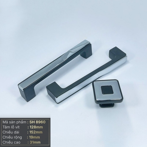 Tay nắm tủ hiện đại màu đen inox SH8960