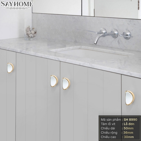 Núm tủ hiện đại màu trắng vàng SH8990