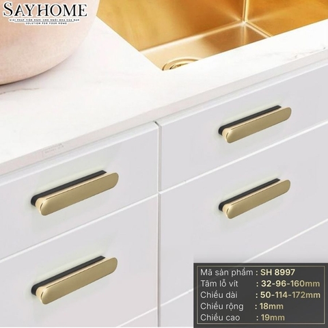 Tay nắm tủ hiện đại màu đen vàng gold SH8997