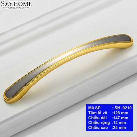 Tay nắm tủ hiện đại màu bạc vàng SH9210