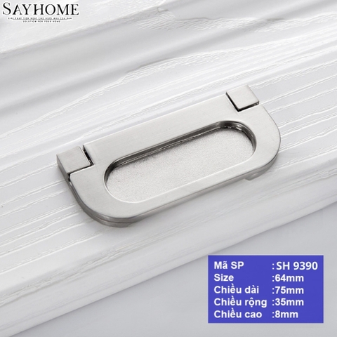 Tay nắm tủ hiện đại dạng phẳng màu bạc xước SH9390