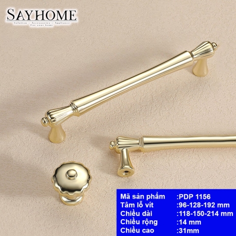 Tay nắm tủ tân cổ điển màu vàng bóng PDP1156