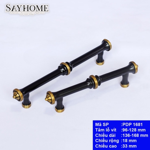 Tay nắm tủ cổ điển màu đen vàng PDP1681