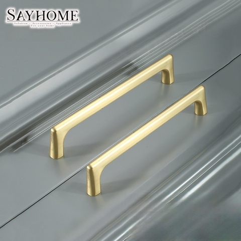 Tay nắm tủ hiện đại màu vàng chải xước PDP5581
