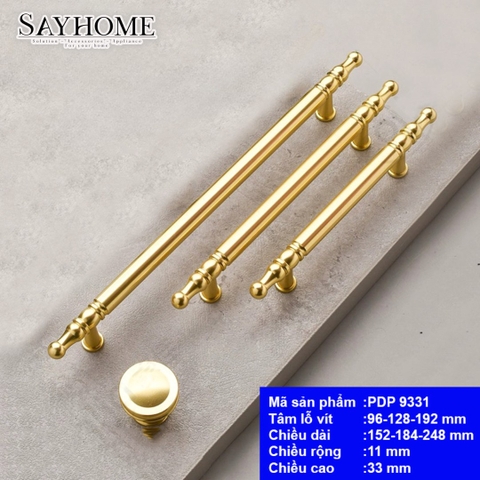 Tay nắm tủ tân cổ điển màu vàng mờ PDP9331