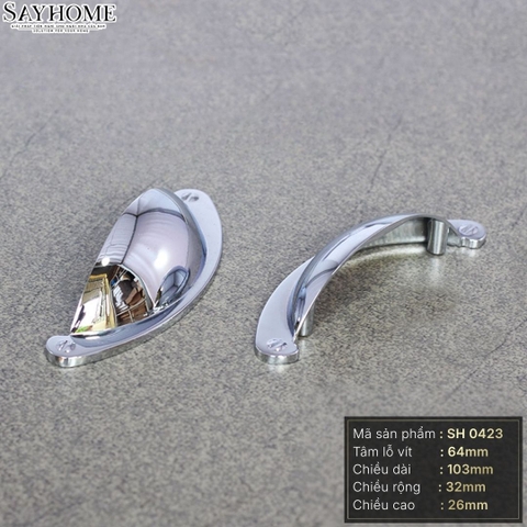Tay nắm tủ hiện đại bán nguyệt màu inox SH0423