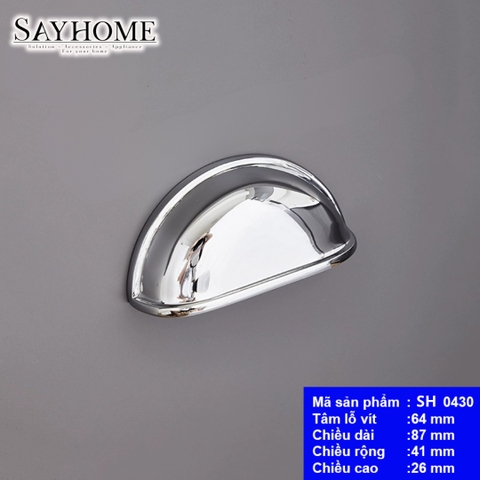 Tay nắm tủ hiện đại con sò màu inox SH0430