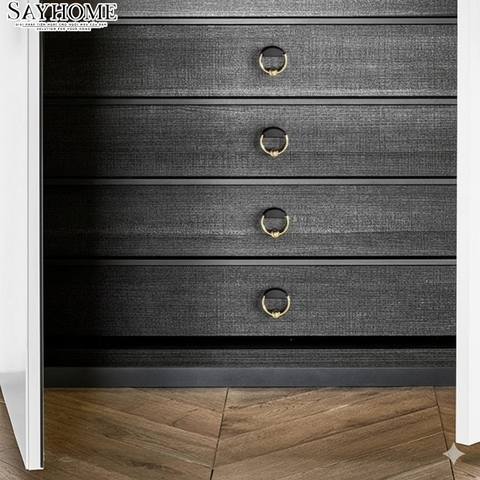 Tay nắm tủ khoen tròn tân cổ điển Vintage màu vàng đen SH1010