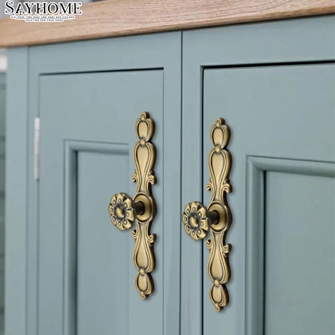Tay nắm tủ tân cổ điển Vintage màu đồng SH1058