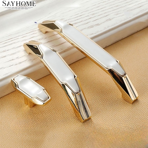 Tay nắm tủ tân cổ điển màu vàng trắng SH1063