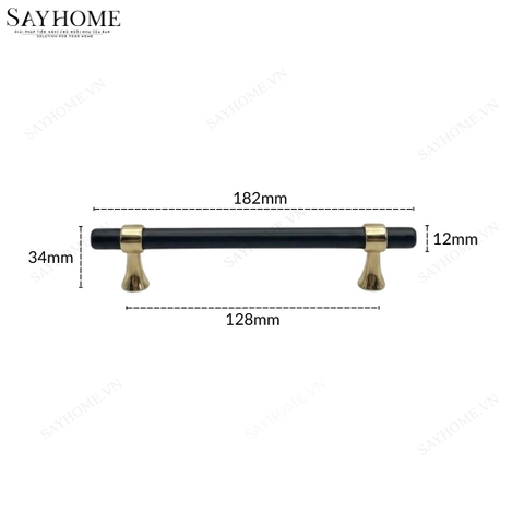 Tay nắm đũa tân cổ điển Vintage màu vàng đen SH1362