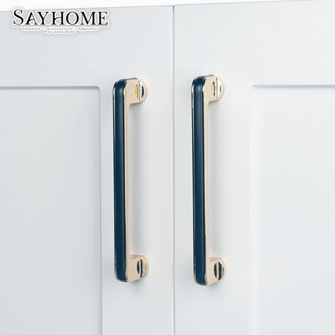 Tay nắm tủ hiện đại màu vàng Gold mặt đen SH1168