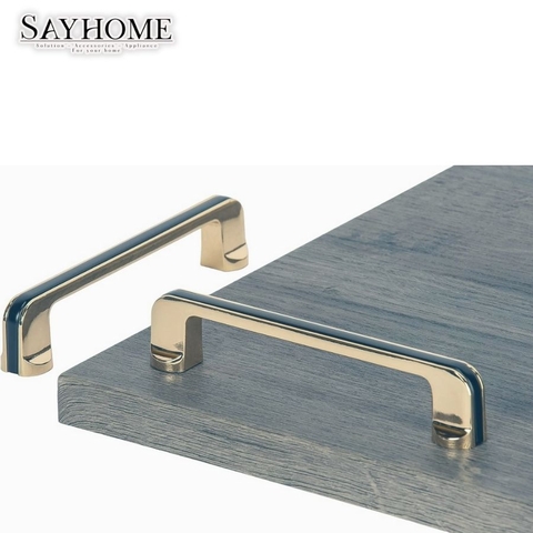 Tay nắm tủ hiện đại màu vàng Gold mặt đen SH1168