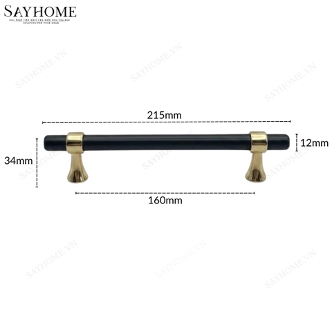 Tay nắm đũa tân cổ điển Vintage màu vàng đen SH1362