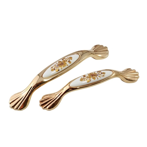 Tay nắm tủ tân cổ điển Vintage màu vàng trắng SH1802