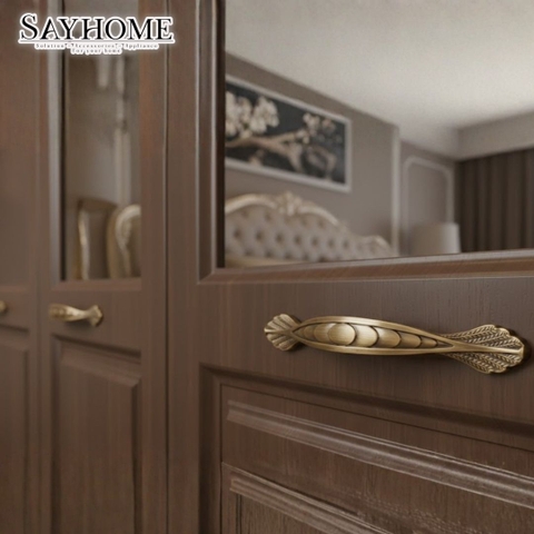 Tay nắm tủ tân cổ điển Vintage màu đồng SH1810