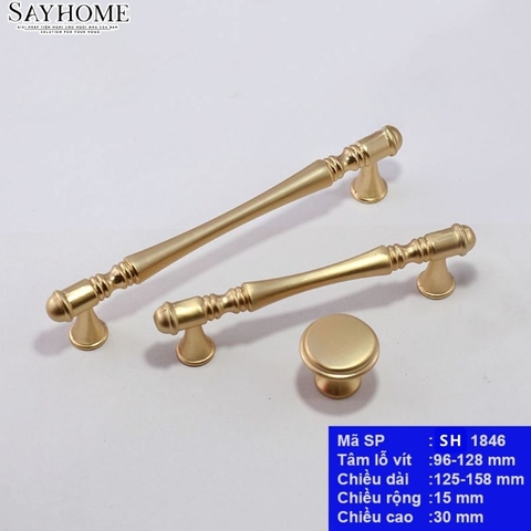 Tay nắm tủ tân cổ điển Vintage màu vàng mờ SH1846