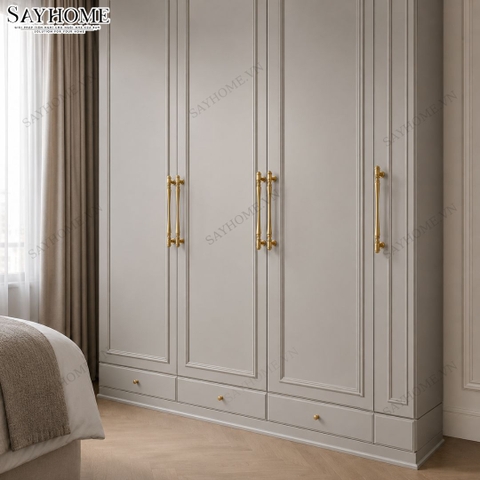 Tay nắm tủ tân cổ điển Vintage màu vàng gold SH1846