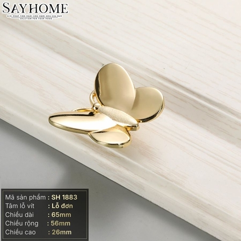 Núm tủ hình bướm màu vàng gold 18k SH1883