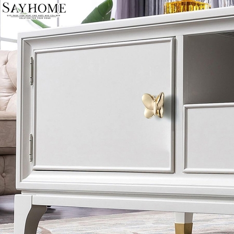 Núm tủ hình bướm màu vàng gold 18k SH1883